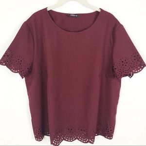 Shein Short Sleeve Shirt, Cut-Out Hem